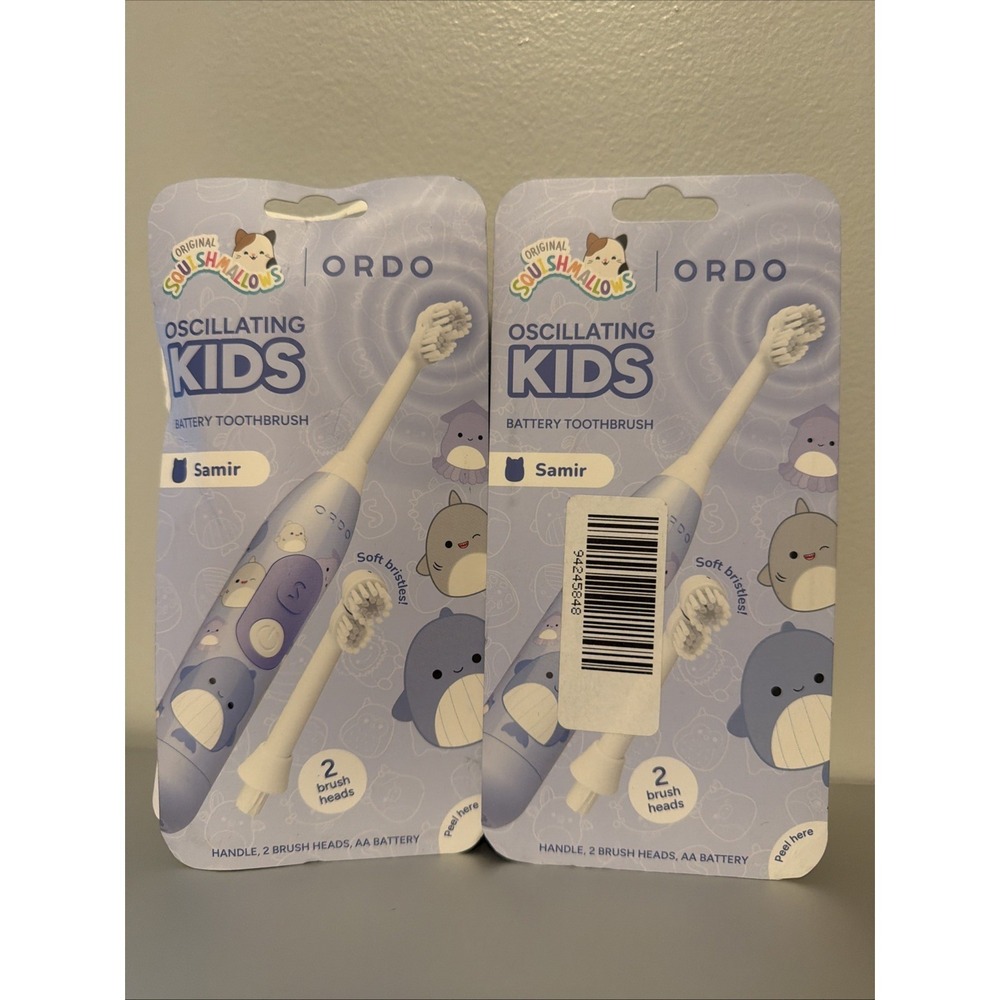 Ordo Squishmallows Samir Sonic Kids Oscillating Toothbrush 2 Pack Blue White